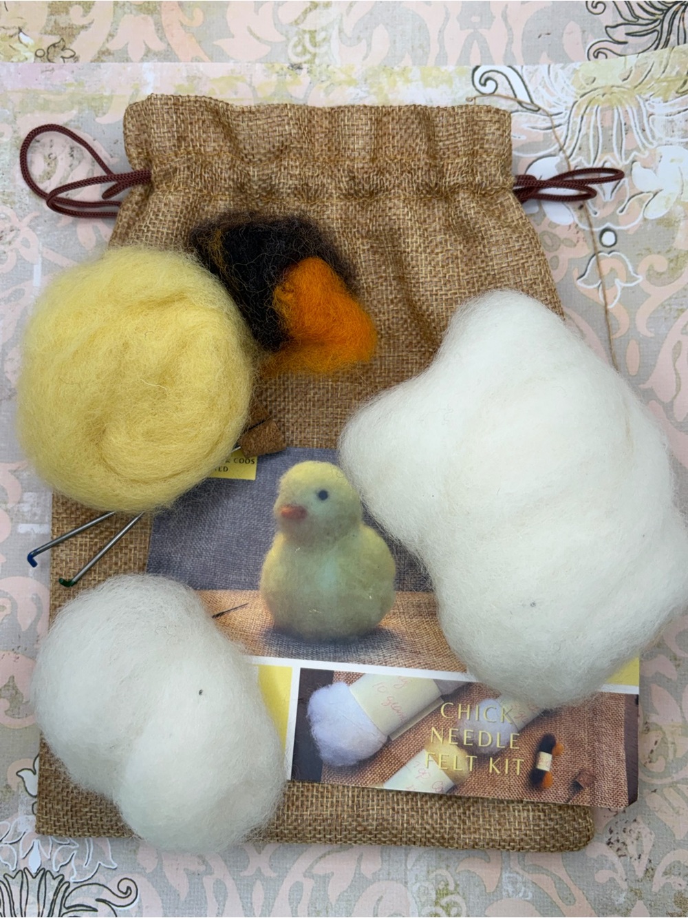 Needle Felt Chick Kit - Yellow & White Wool